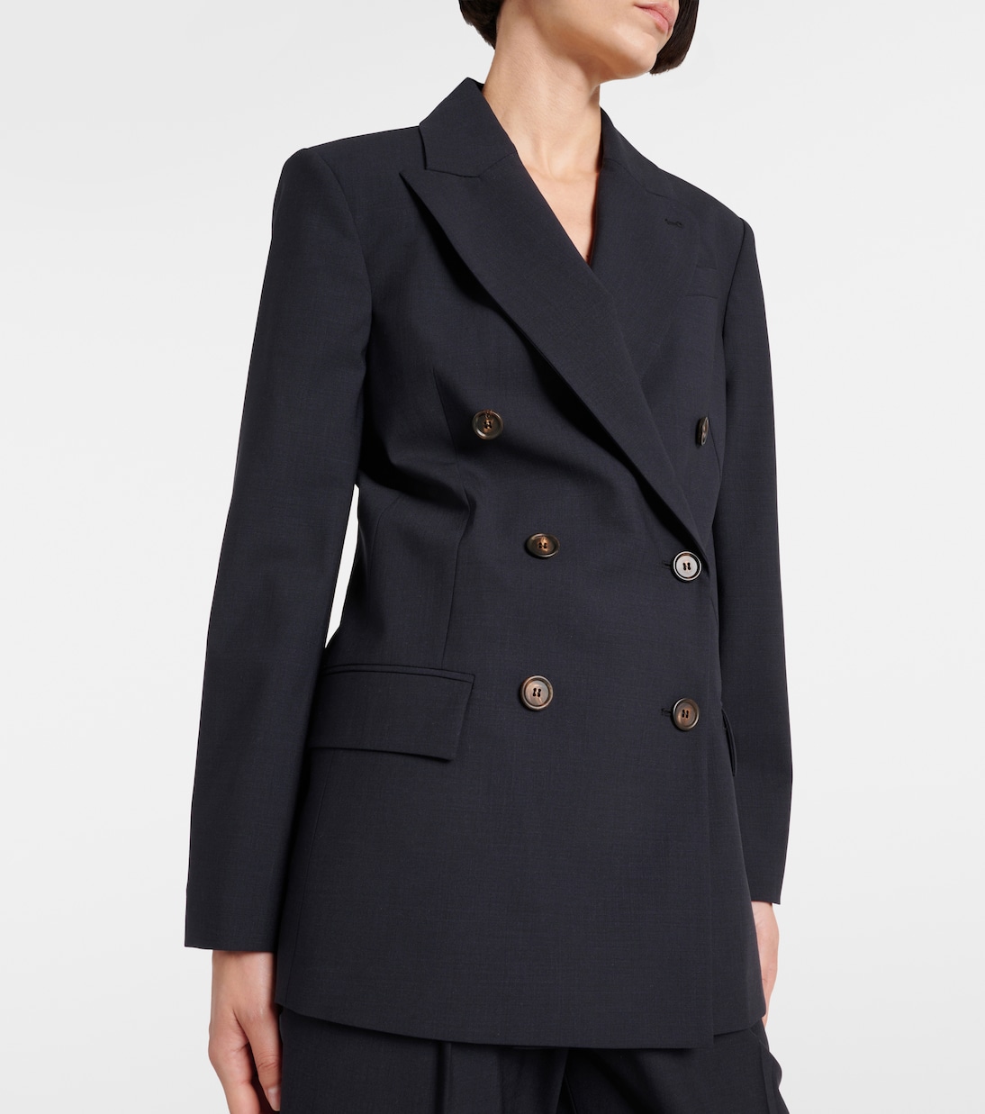 Double-breasted wool-blend blazer | Brunello Cucinelli