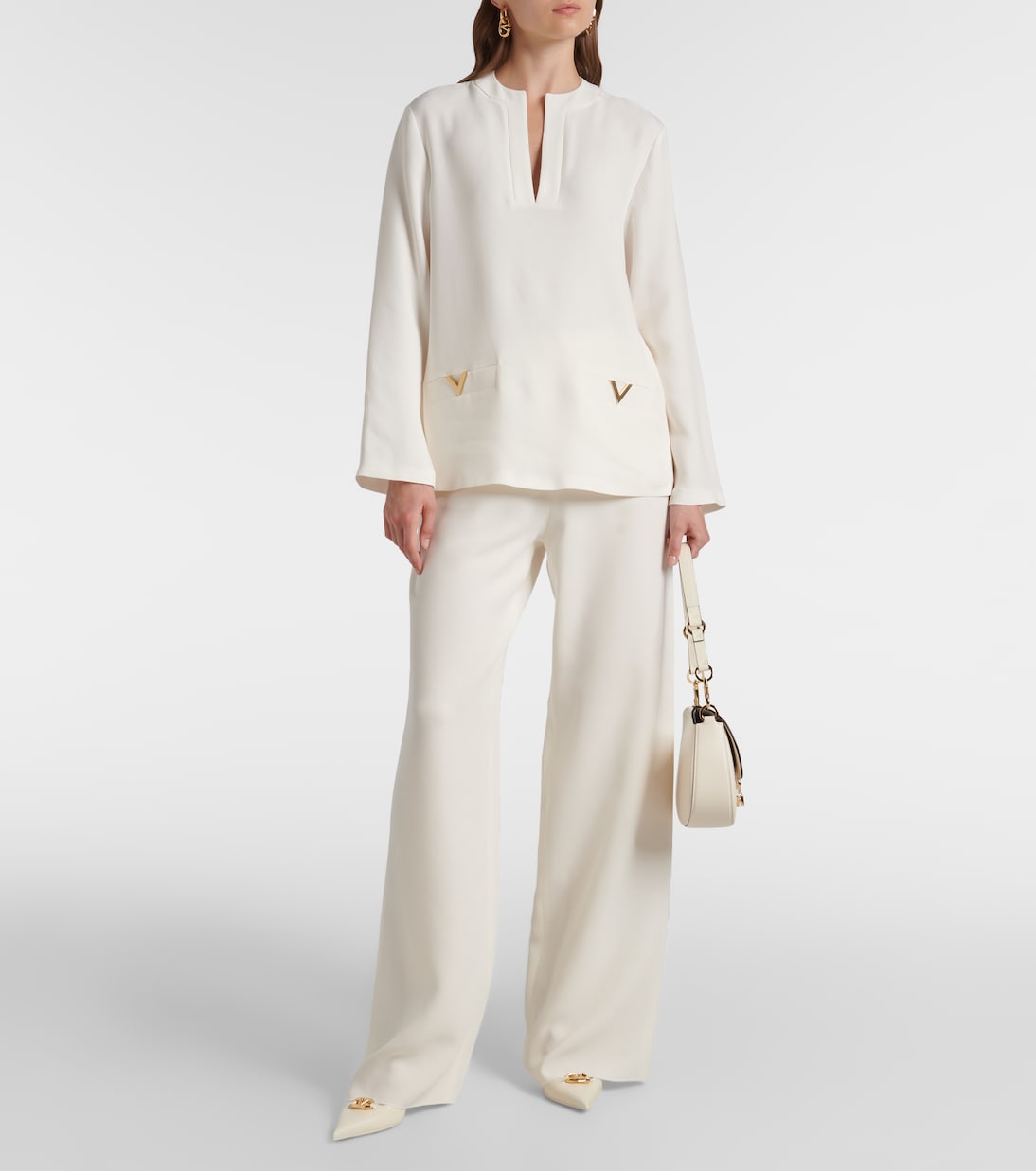 Weite High-Rise-Hose aus Cady Couture | Valentino