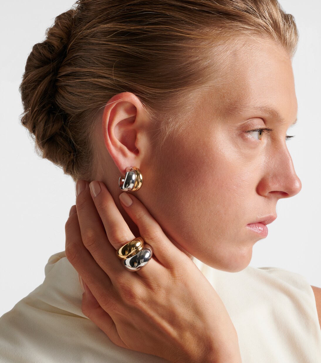 Chavez Micro yellow and white gold hoop earrings | Jennifer Fisher