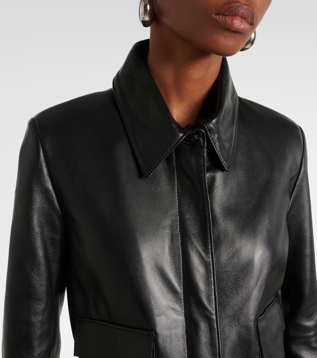 Bleeker cropped leather jacket | Nour Hammour