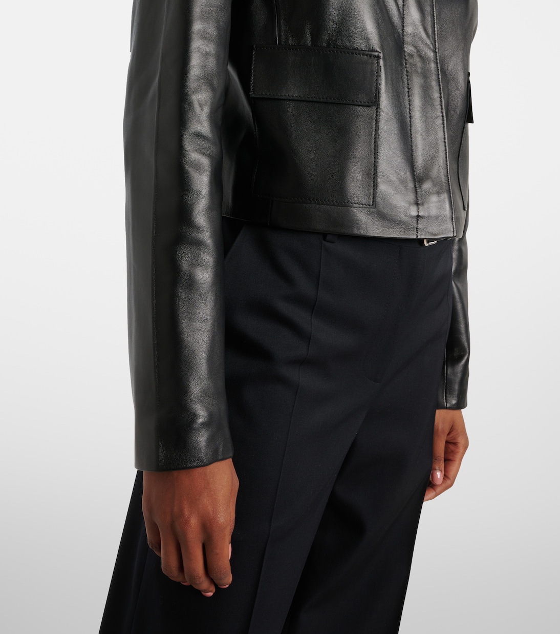 Bleeker cropped leather jacket | Nour Hammour