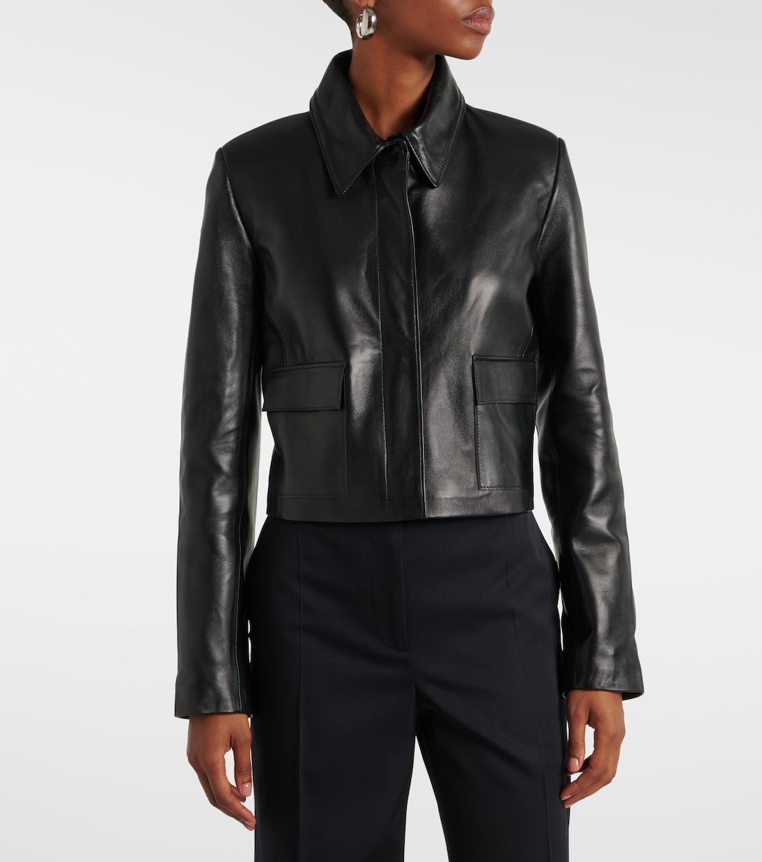 Bleeker cropped leather jacket | Nour Hammour