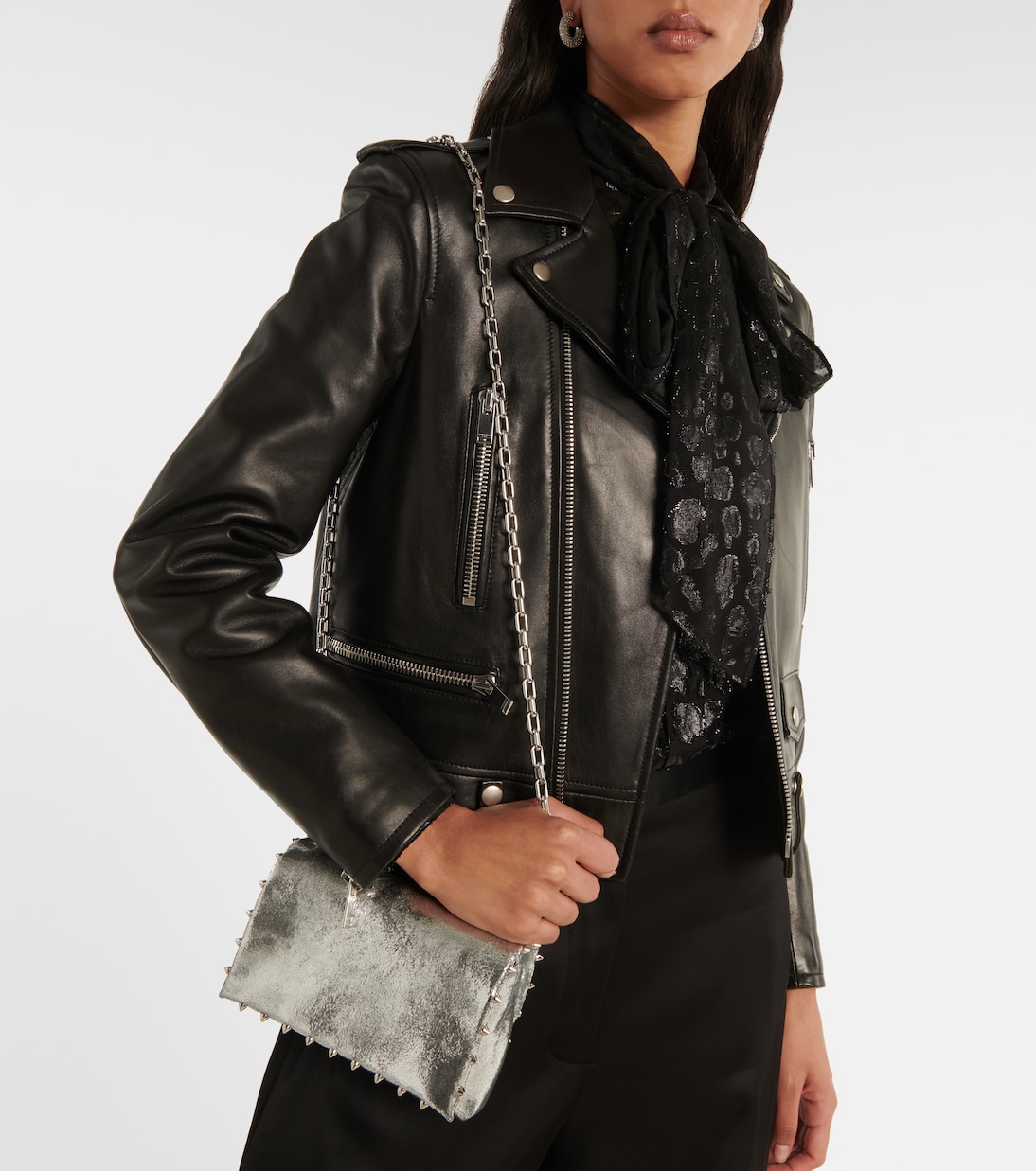 Spiked metallic leather crossbody bag | Christian Louboutin