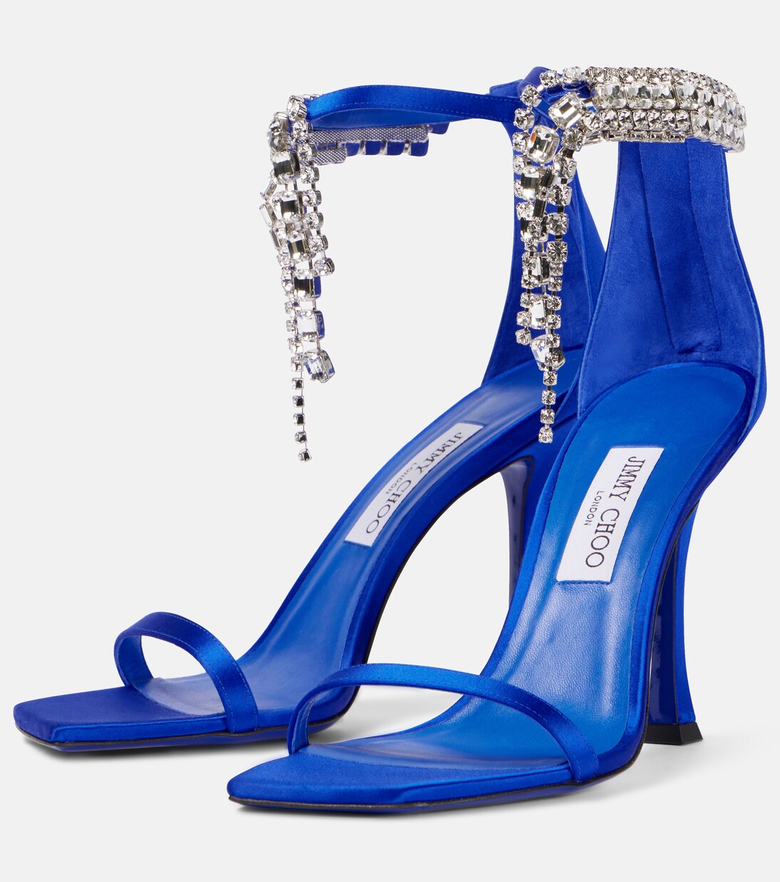 Sandalen Verity 100 aus Satin mit Kristallen | Jimmy Choo