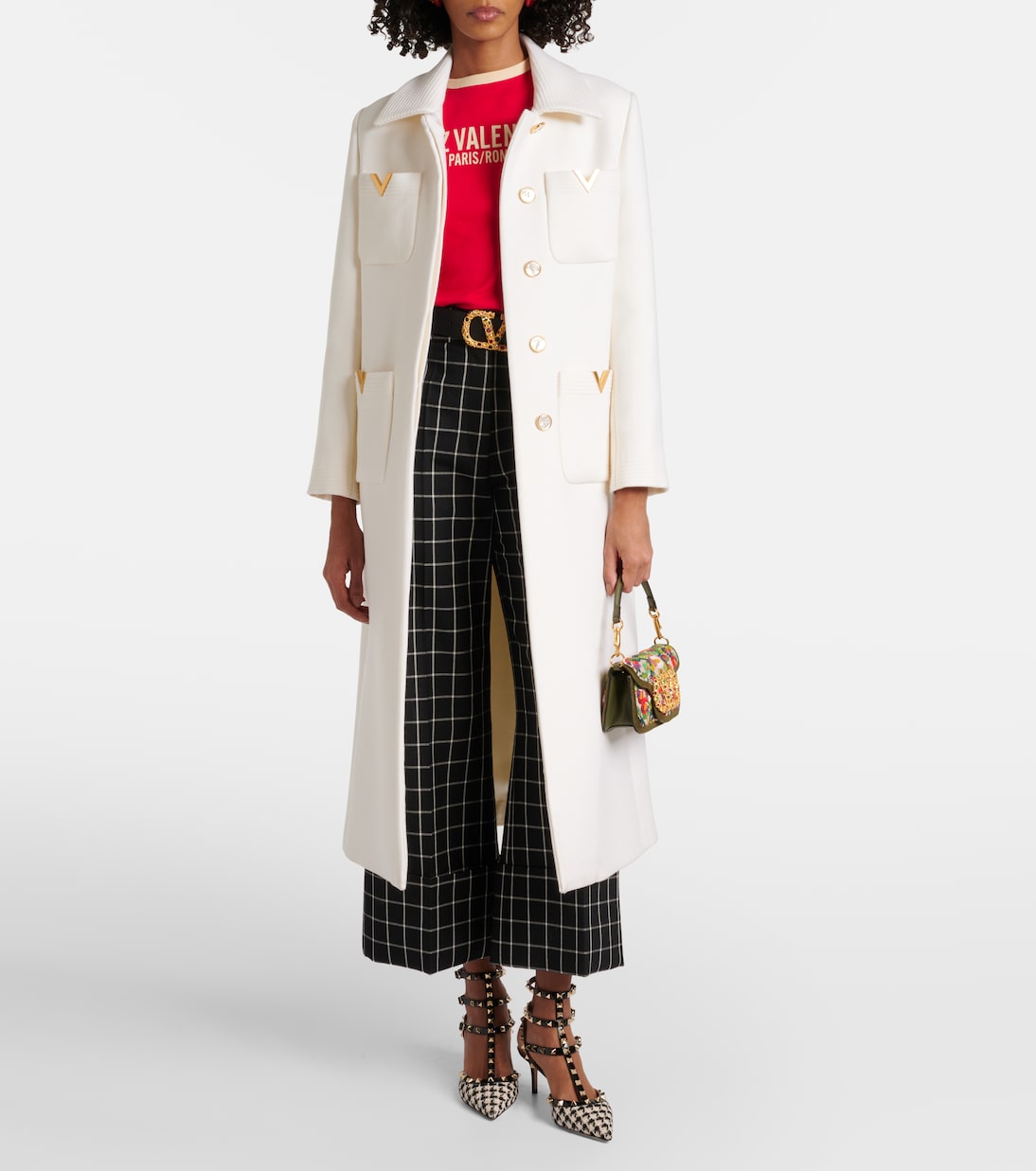 Rockstud 65 leather-trimmed tweed pumps | Valentino Garavani