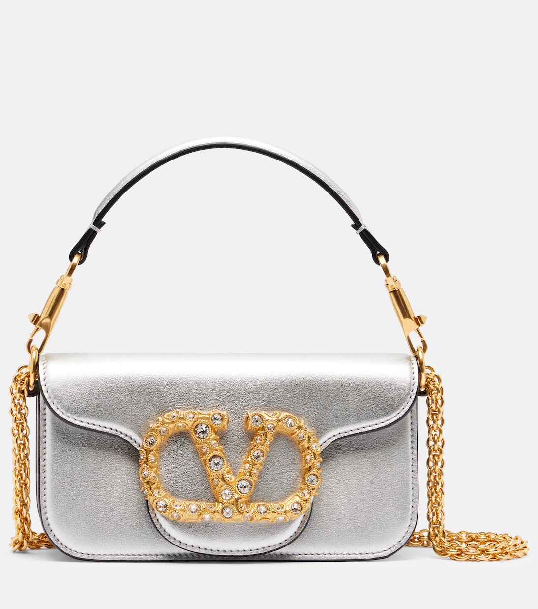 Schultertasche Locò Small aus Metallic-Leder | Valentino Garavani