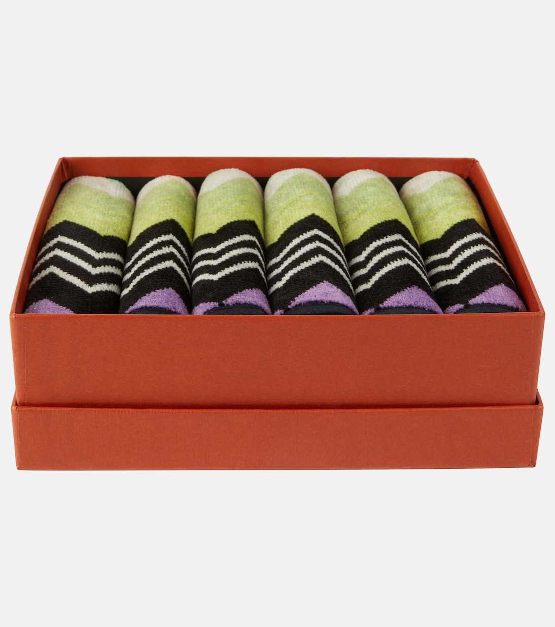 Giacomo Zigzag set of 6 cotton terry face towels | Missoni
