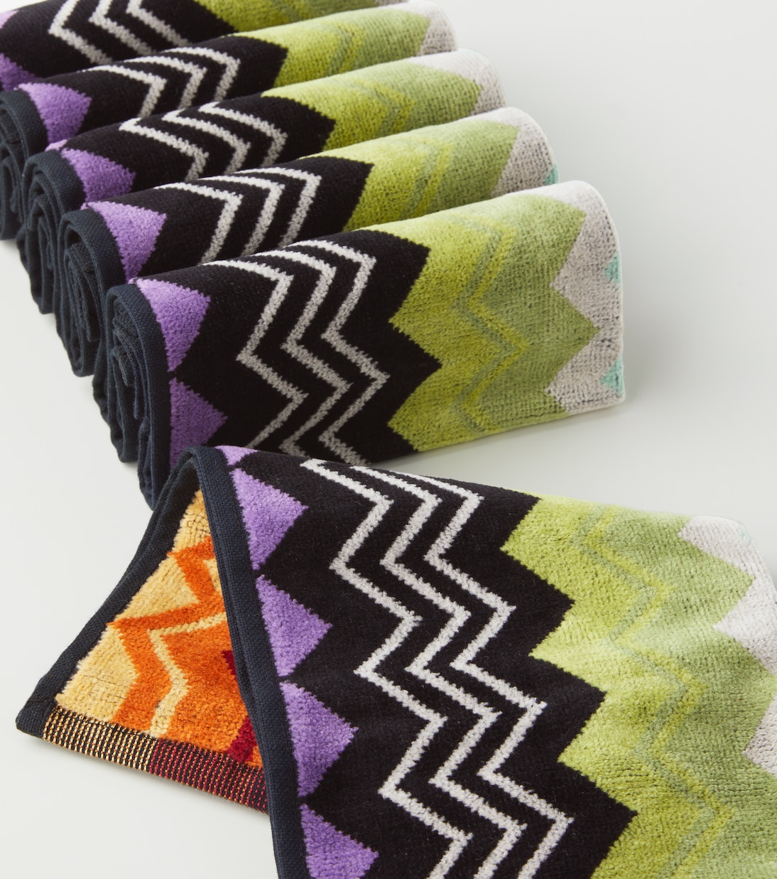 Giacomo Zigzag set of 6 cotton terry face towels | Missoni
