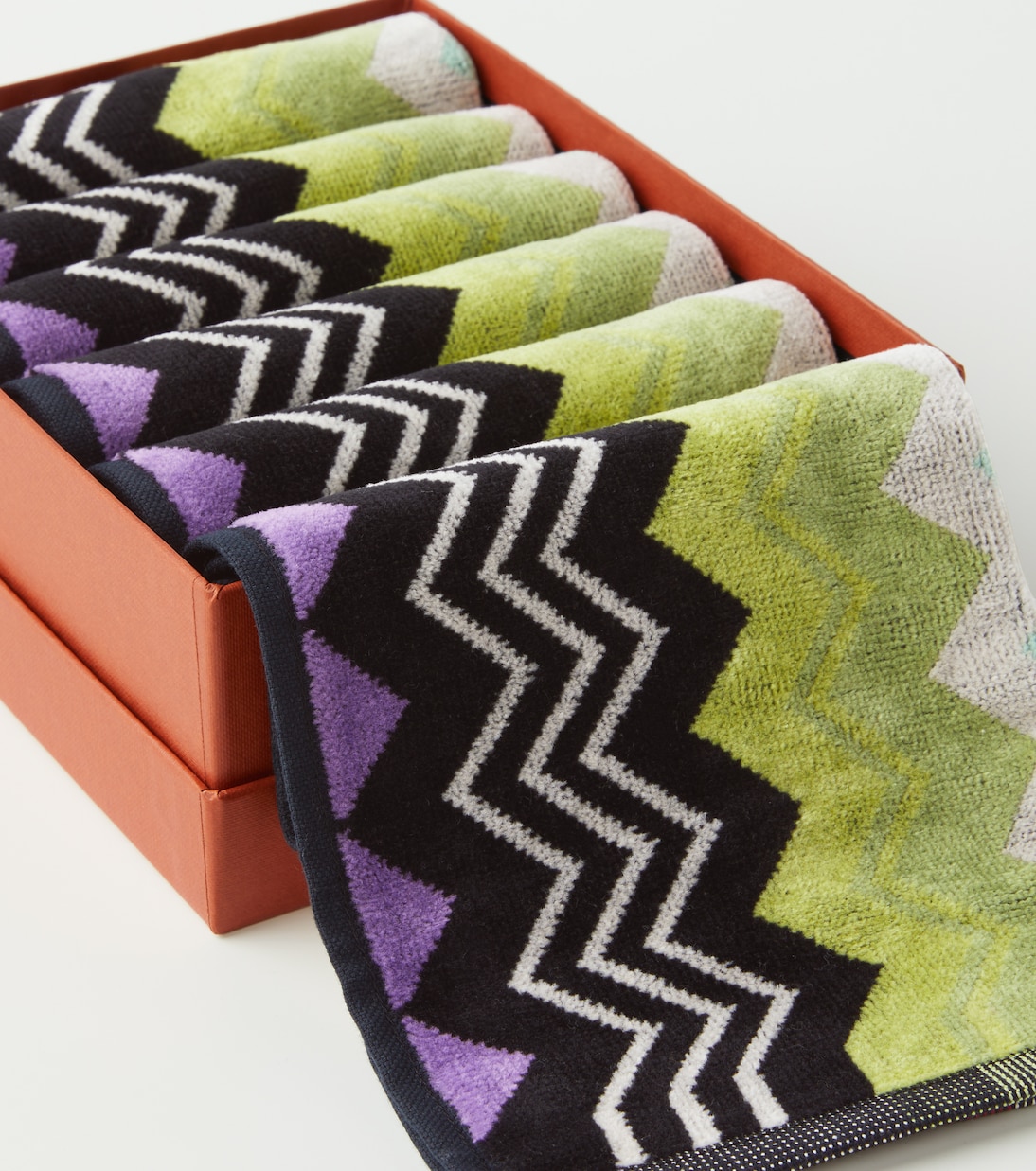 Giacomo Zigzag set of 6 cotton terry face towels | Missoni
