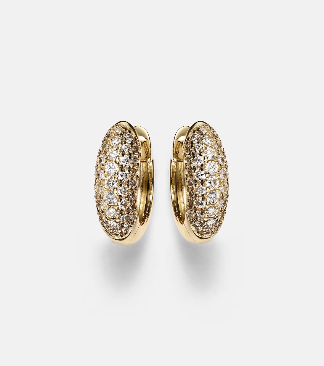Puffy 14kt gold hoop earrings with diamonds  | Sydney Evan
