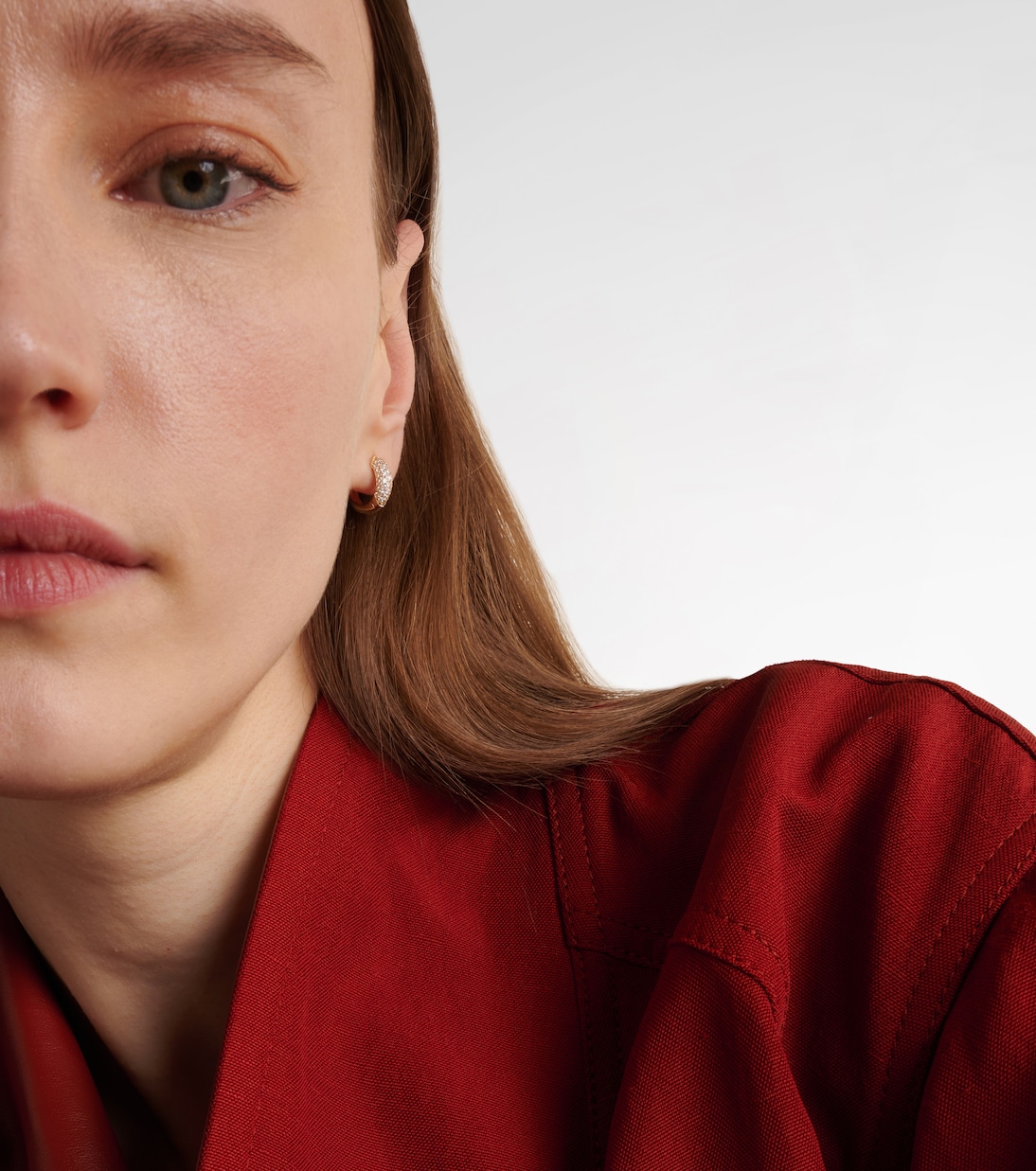 Puffy 14kt gold hoop earrings with diamonds  | Sydney Evan