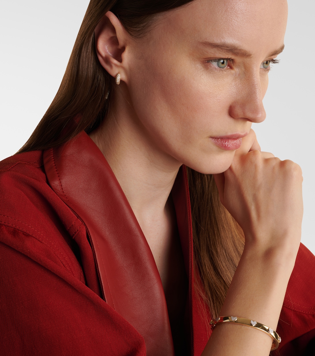 Puffy 14kt gold hoop earrings with diamonds  | Sydney Evan