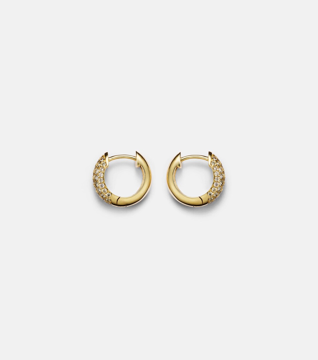 Puffy 14kt gold hoop earrings with diamonds  | Sydney Evan