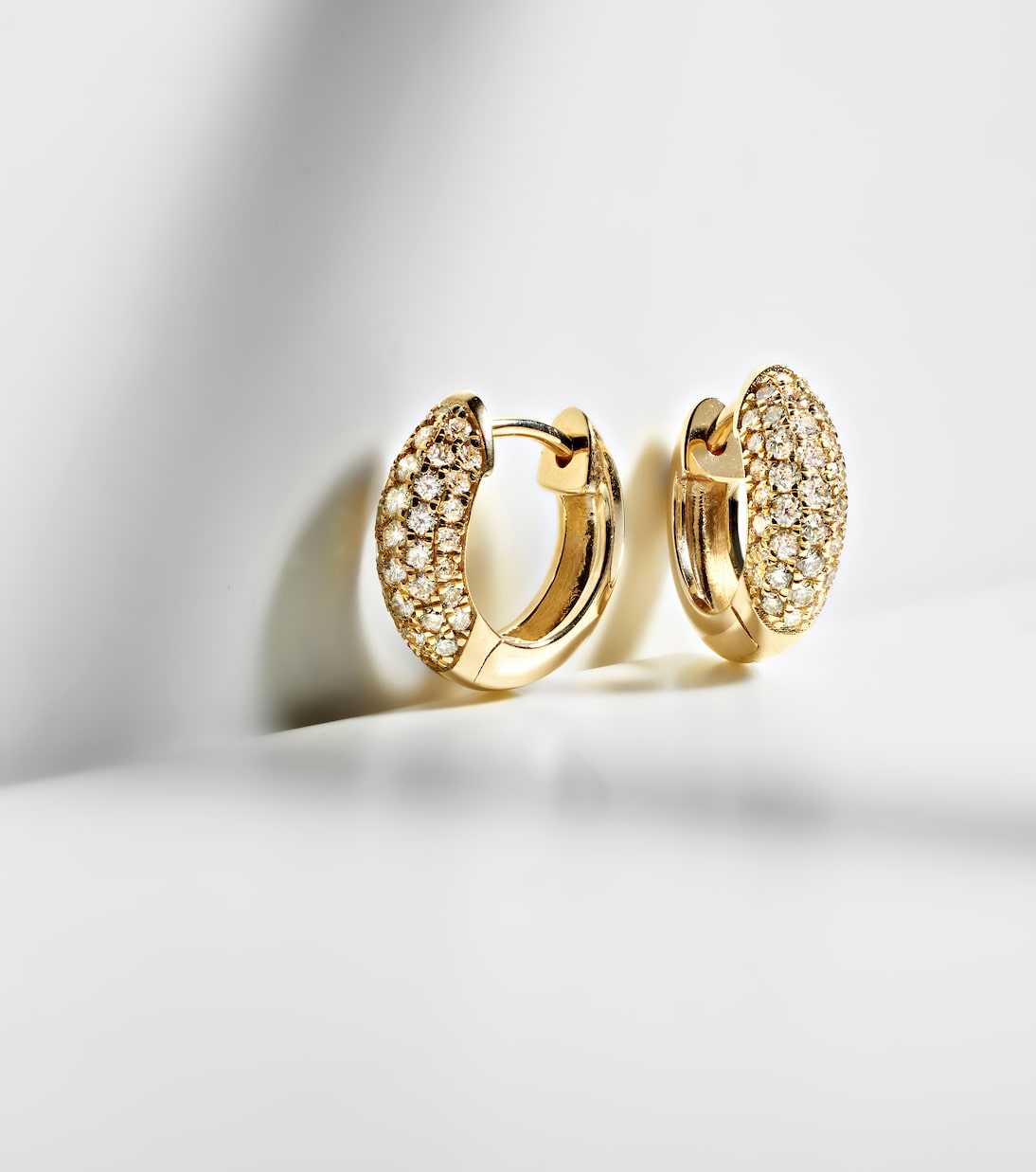 Puffy 14kt gold hoop earrings with diamonds  | Sydney Evan