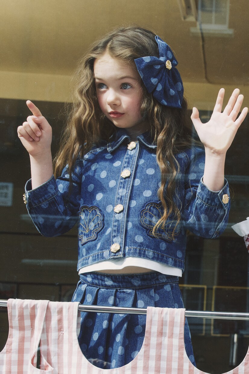 Chaqueta de denim con apliques y lunares | Self-Portrait Kids
