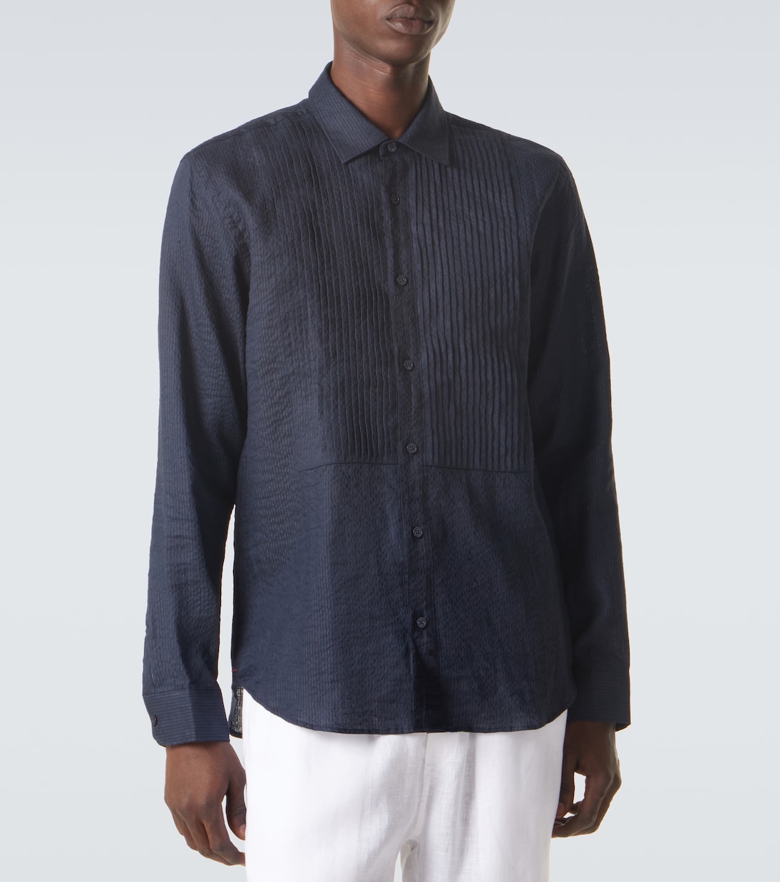 Giles cotton and linen tuxedo shirt | Orlebar Brown