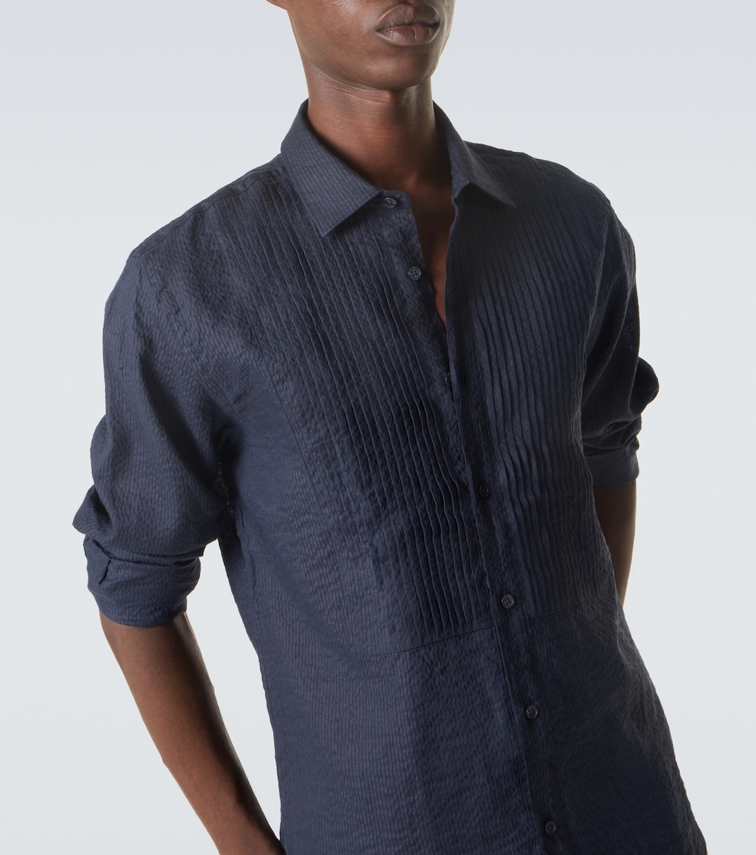 Giles cotton and linen tuxedo shirt | Orlebar Brown