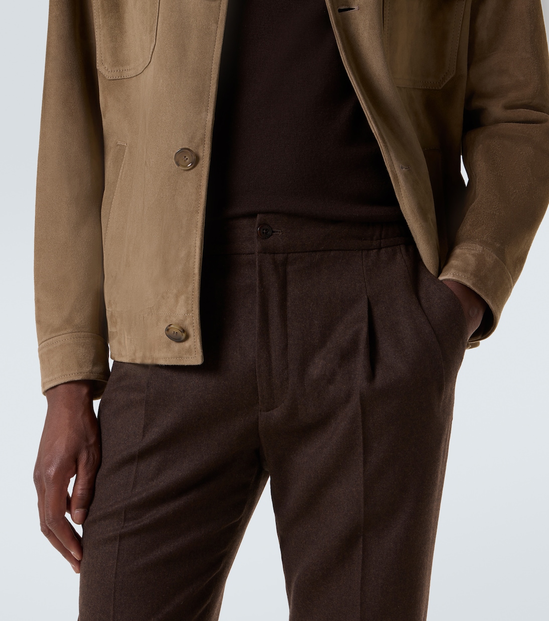 Virgin wool flannel tapered pants | Rubinacci