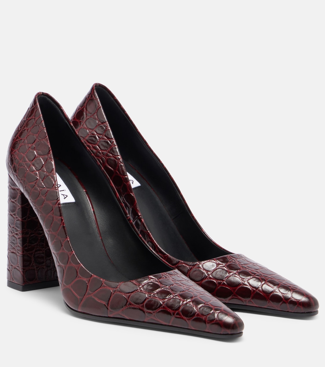 Pointy 90 croc-effect leather pumps | Alaïa