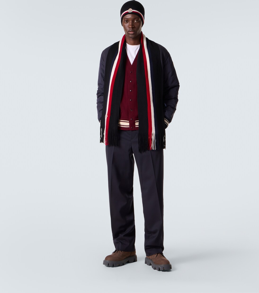 Fringed virgin wool scarf | Moncler