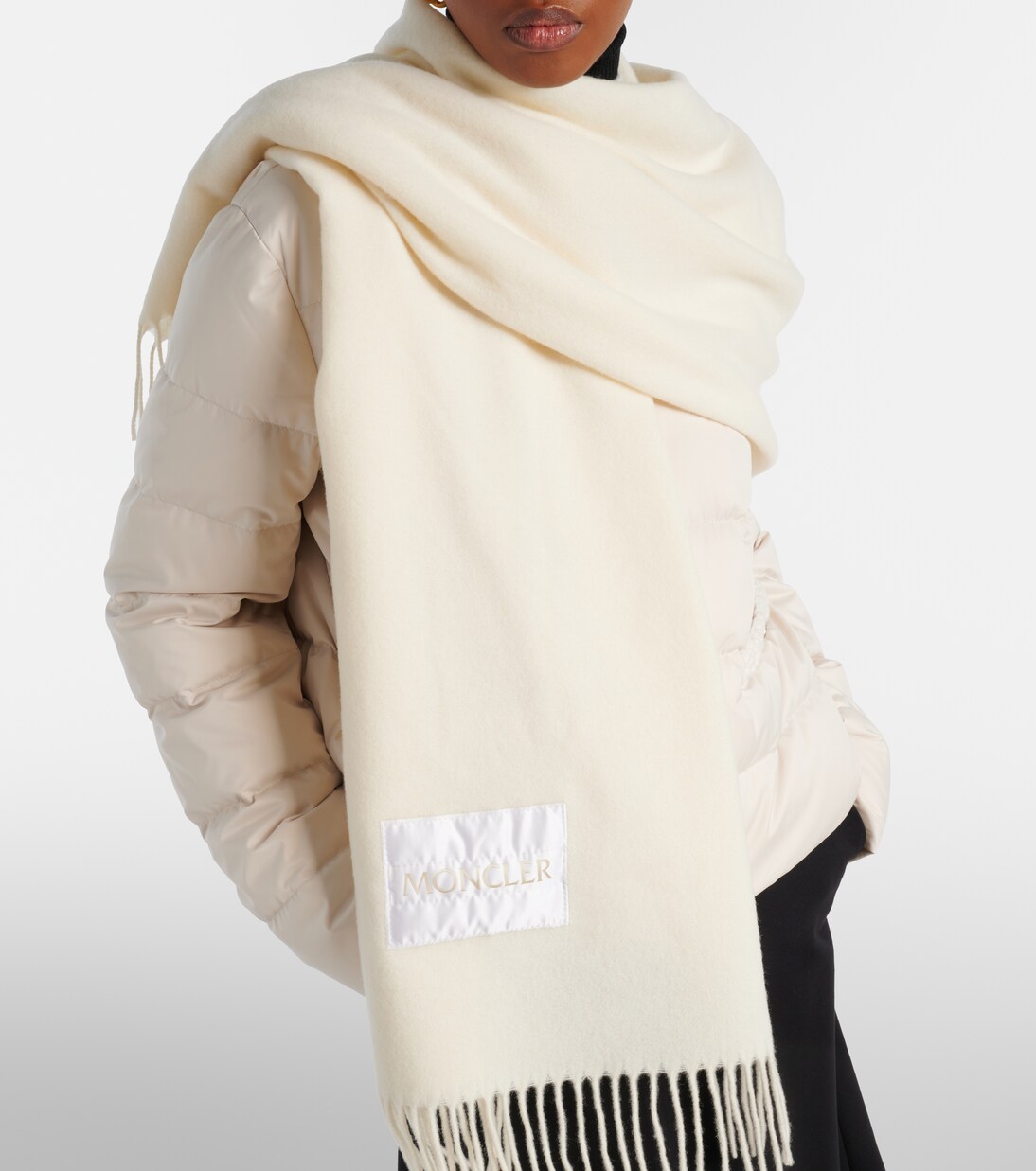 Logo virgin wool felt scarf  | Moncler