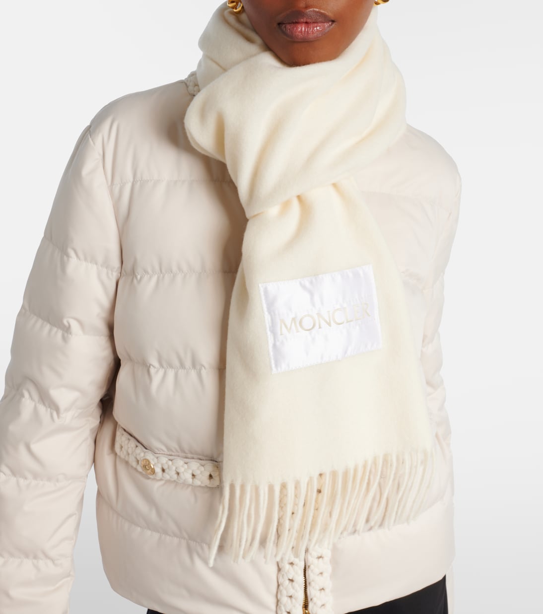Logo virgin wool felt scarf  | Moncler