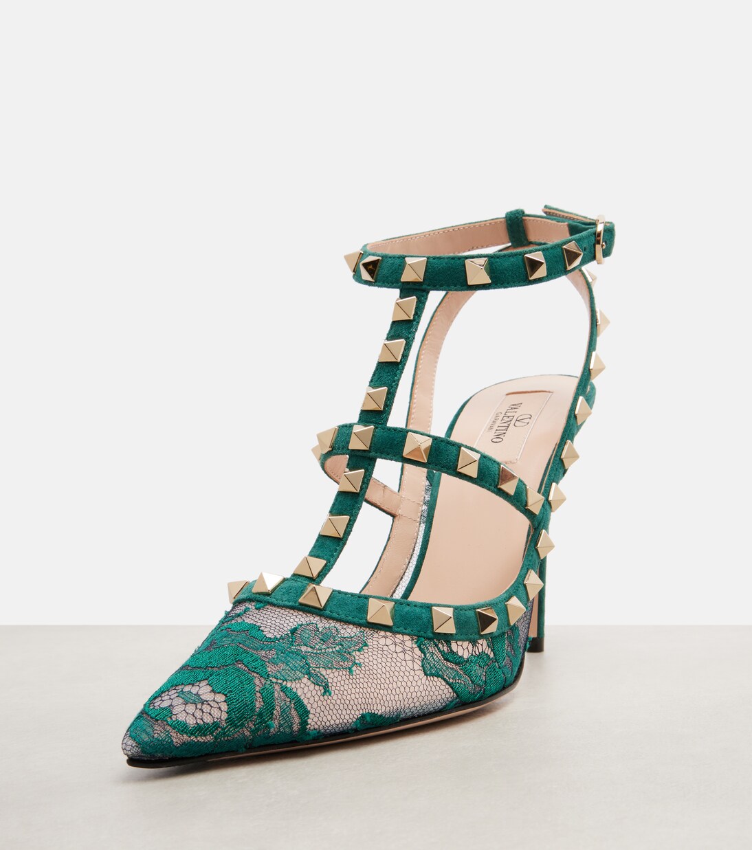 Rockstud 100 lace and suede pumps | Valentino Garavani