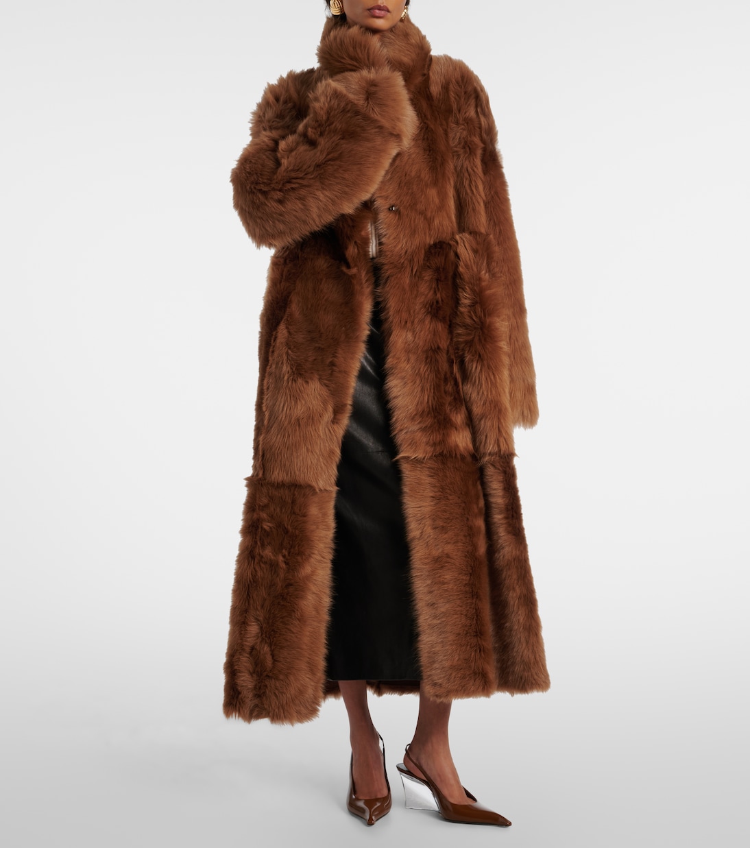 Mantel Marlene aus Leder mit Shearling | Nour Hammour