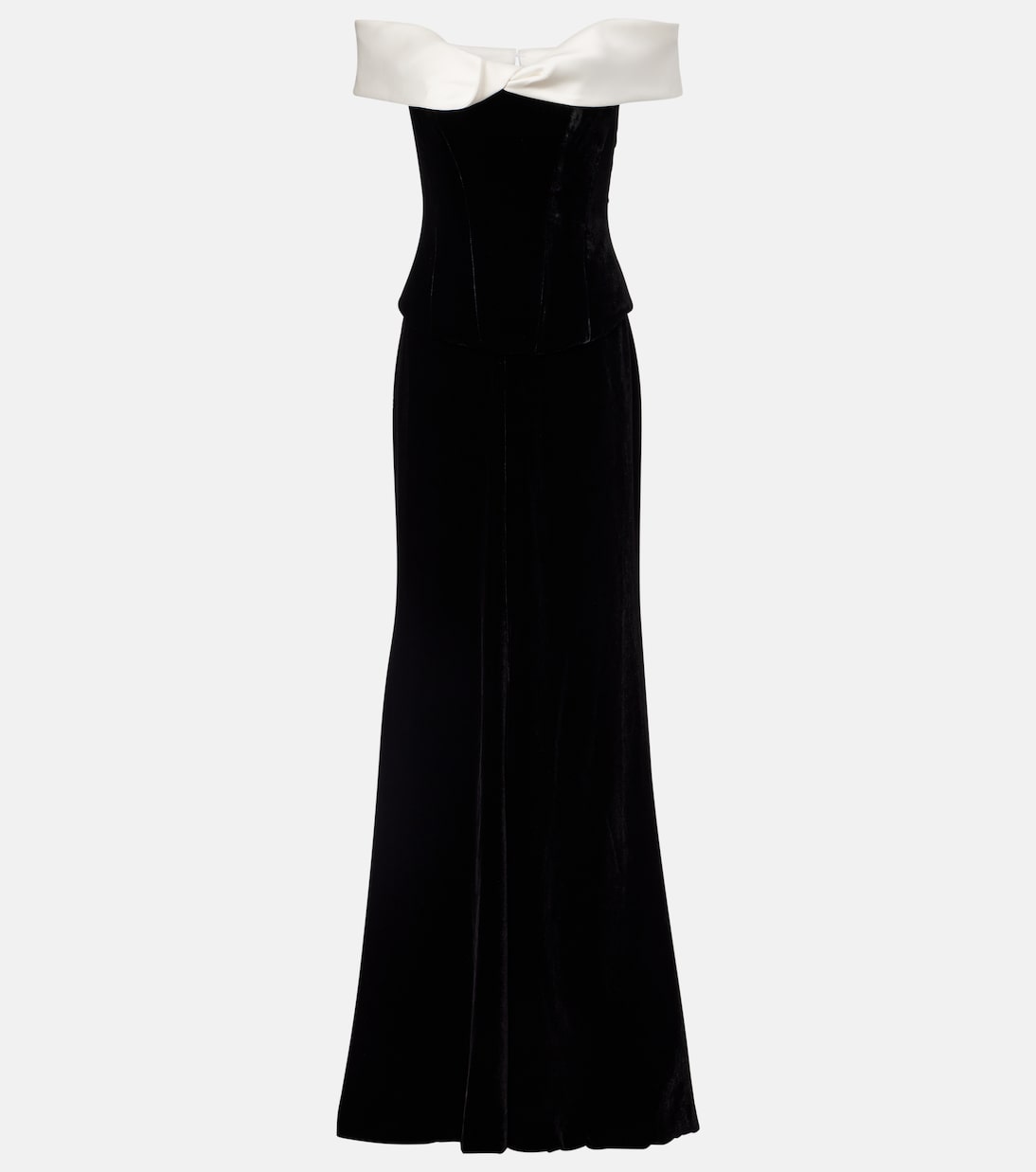 Off-shoulder velvet bustier gown | Costarellos