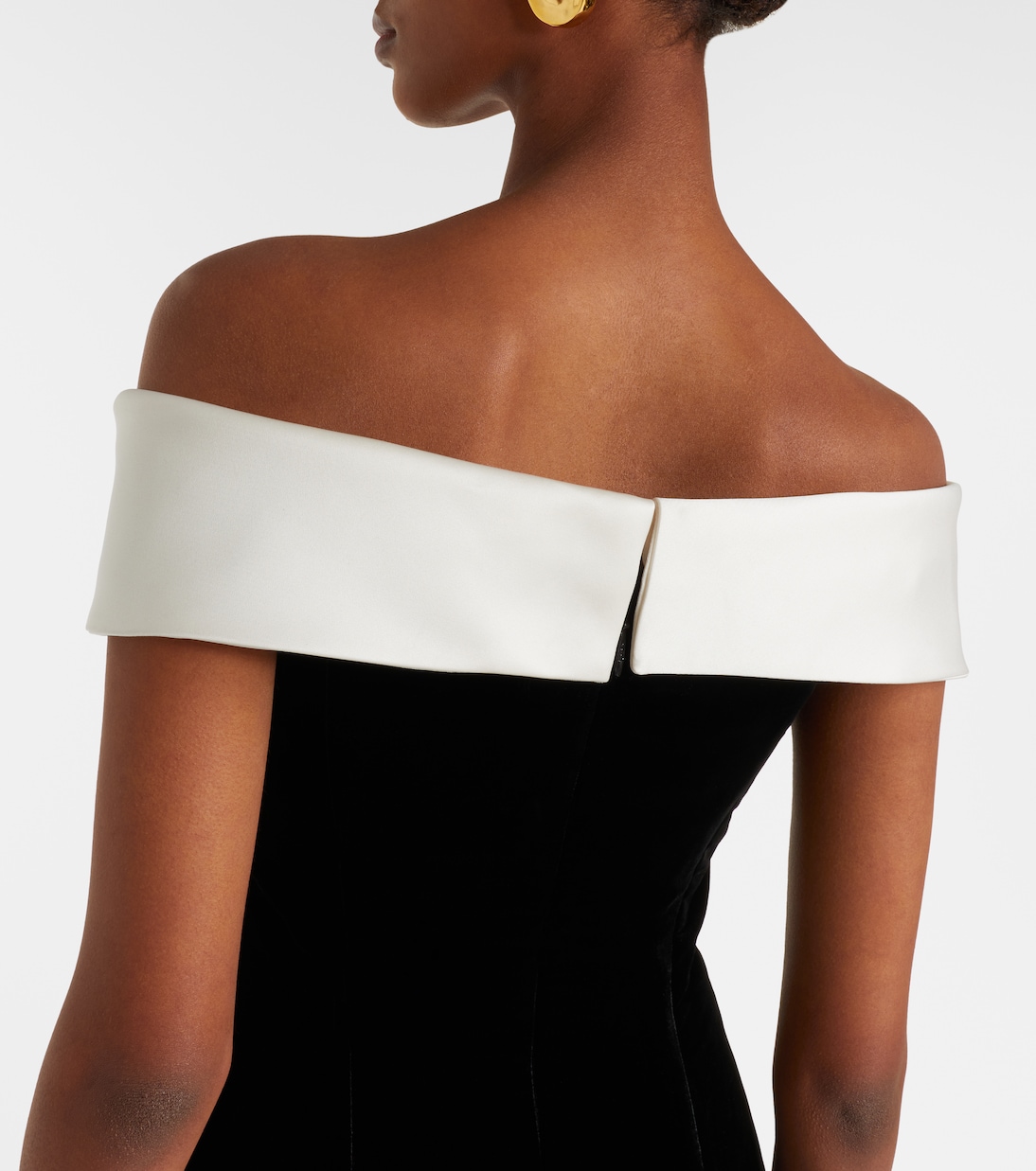 Off-shoulder velvet bustier gown | Costarellos