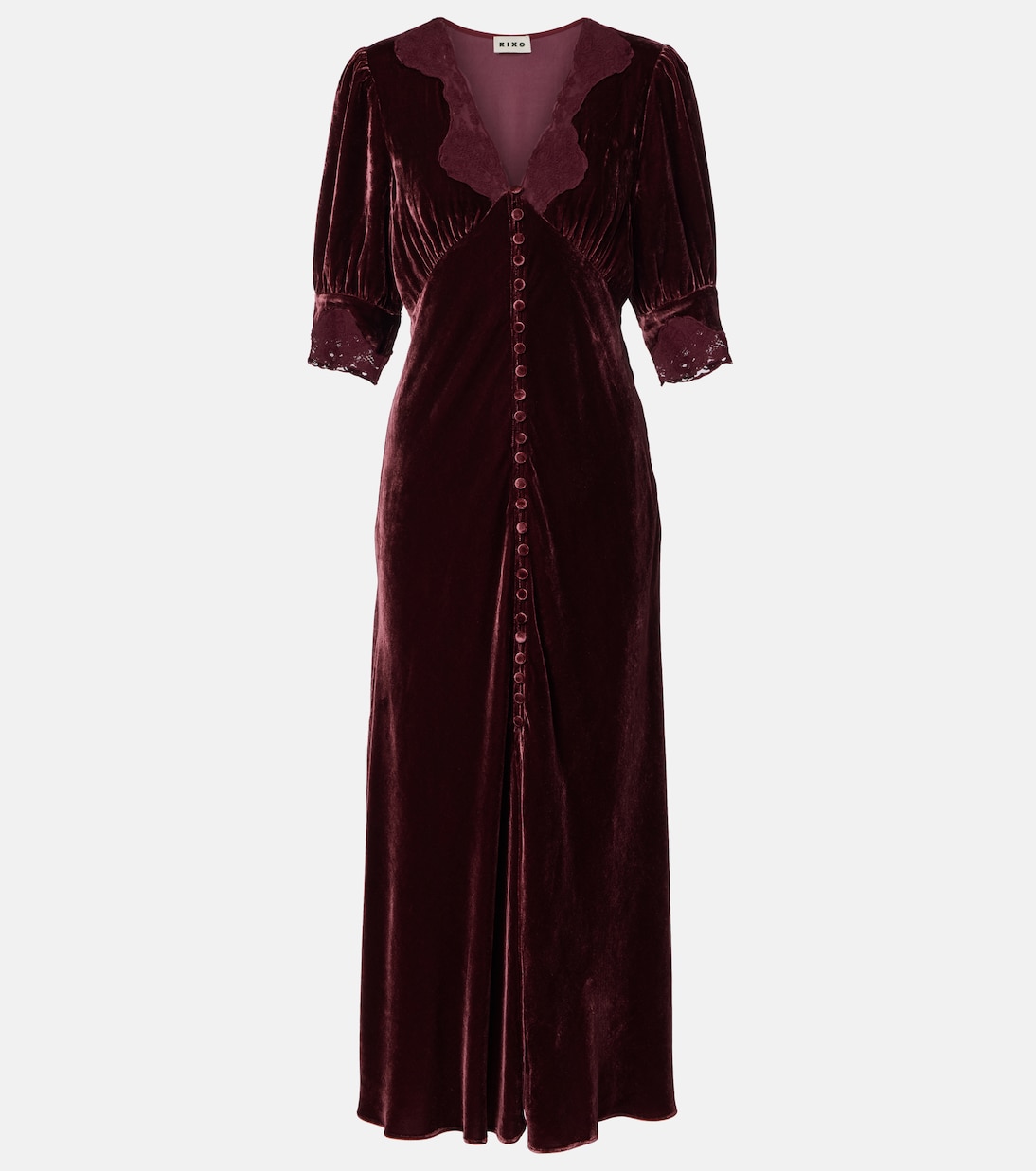 Simone lace-trimmed velvet midi dress | Rixo