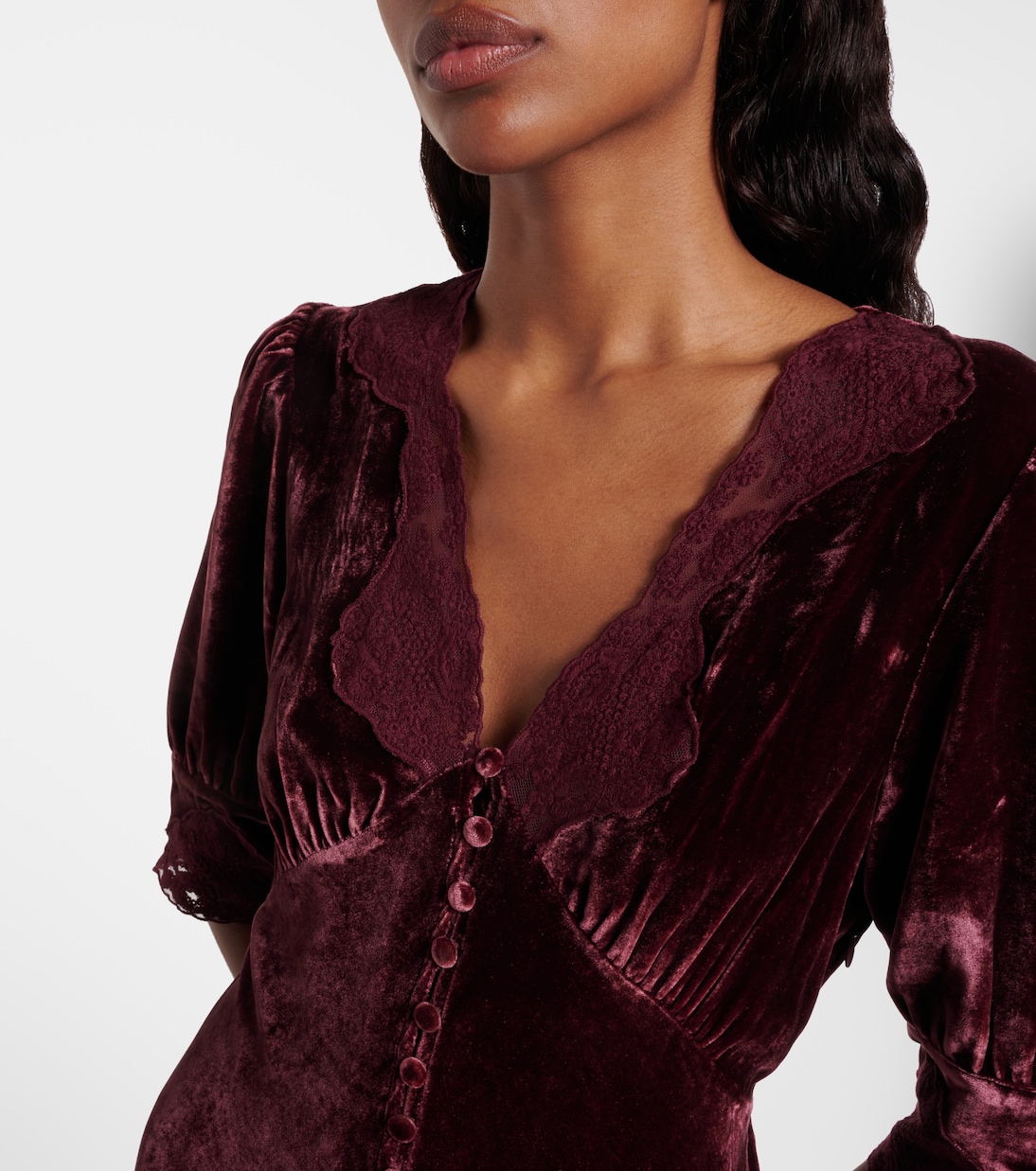 Simone lace-trimmed velvet midi dress | Rixo