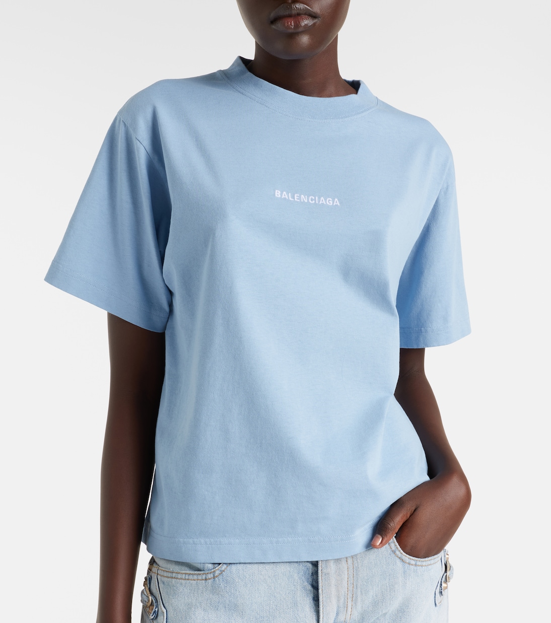 Logo embroidered cotton jersey T-shirt | Balenciaga