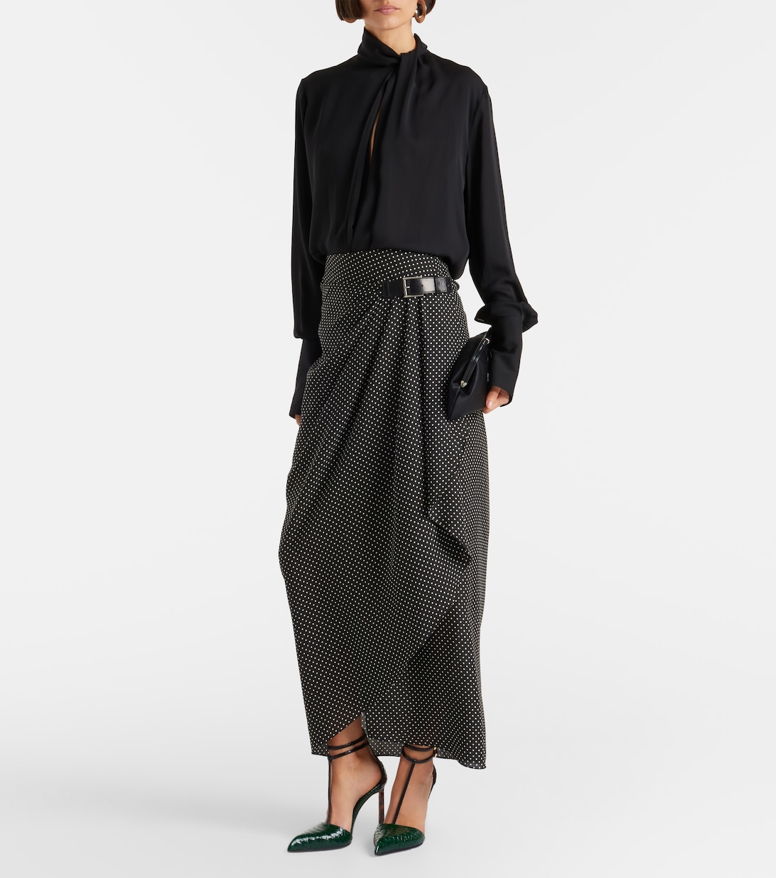 Polka-dot silk midi skirt | Tom Ford