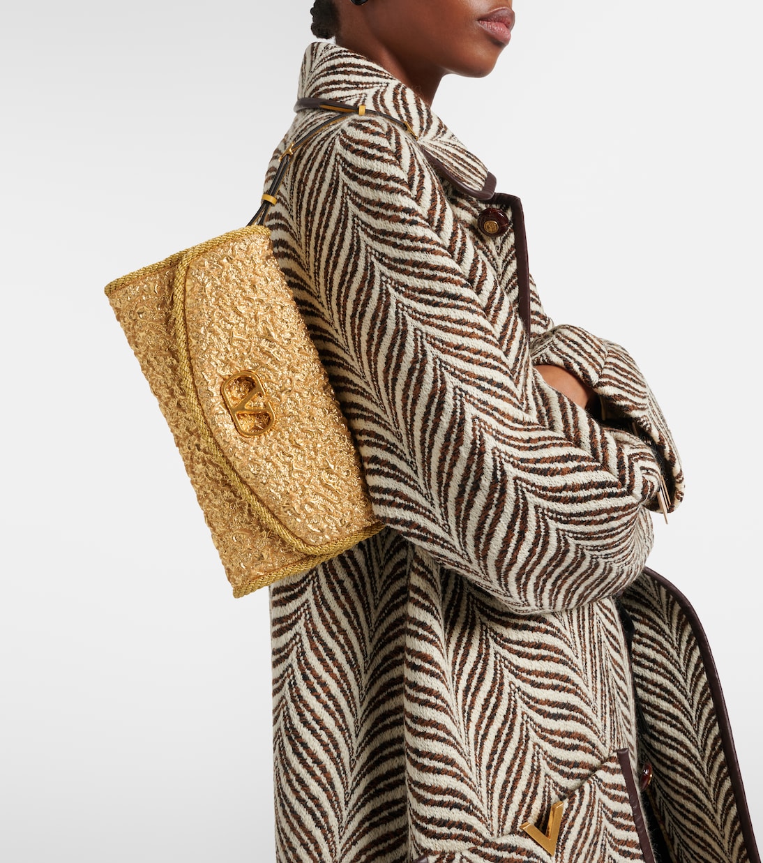 DeVain Small cloqué jacquard shoulder bag | Valentino Garavani