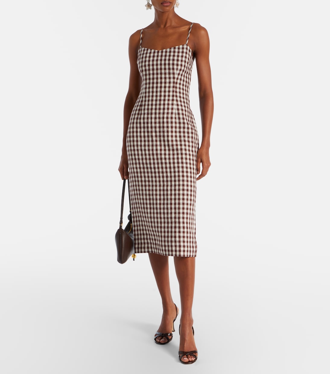 Sadie gingham linen midi dress | Posse