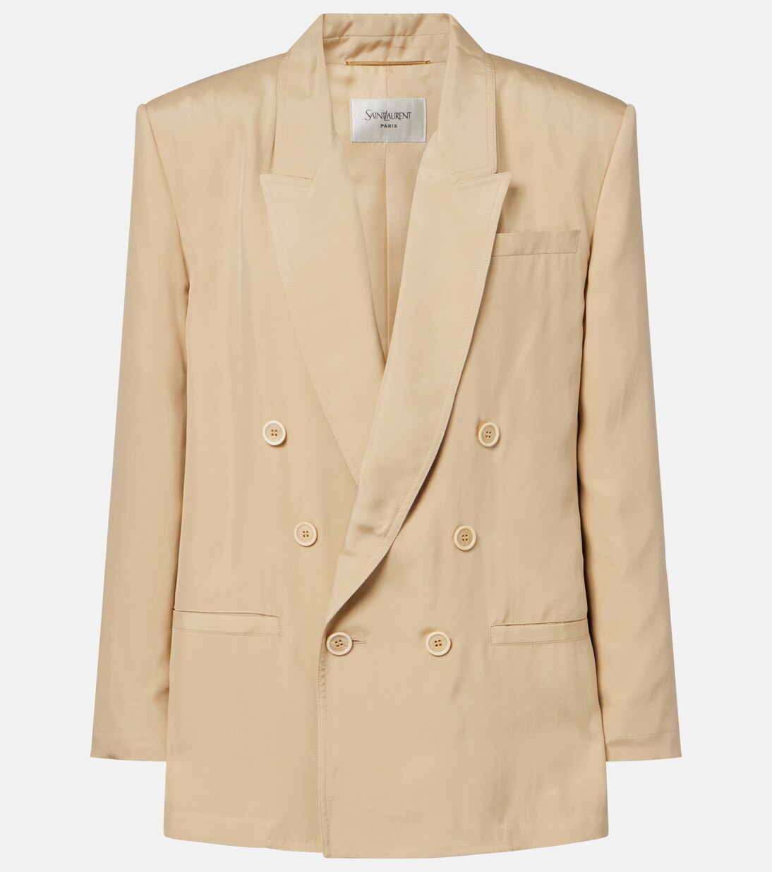 Blazer cruzado oversized de seda | Saint Laurent