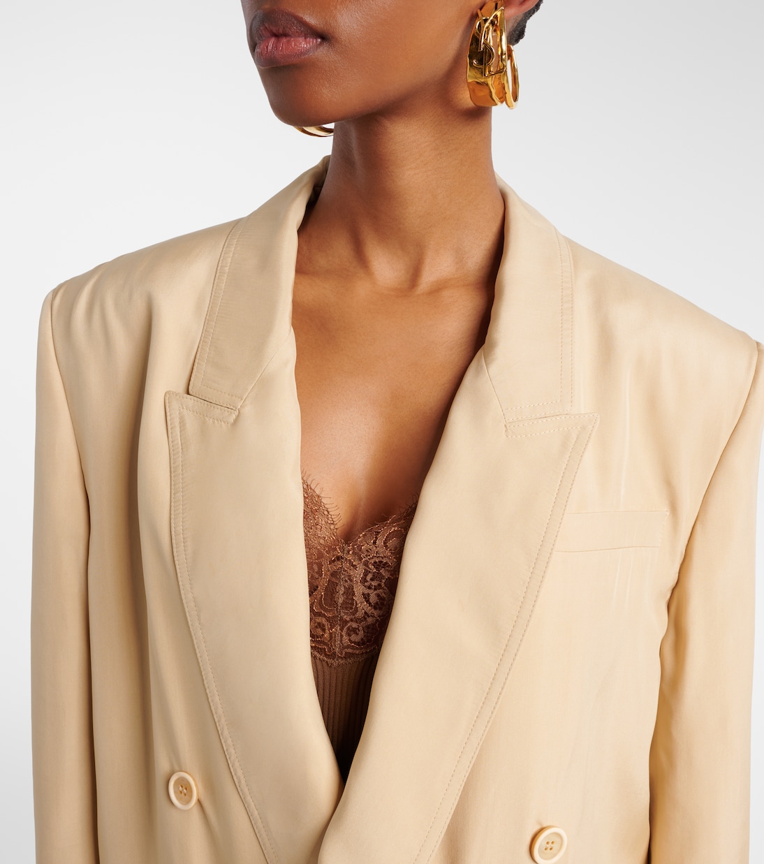 Blazer cruzado oversized de seda | Saint Laurent