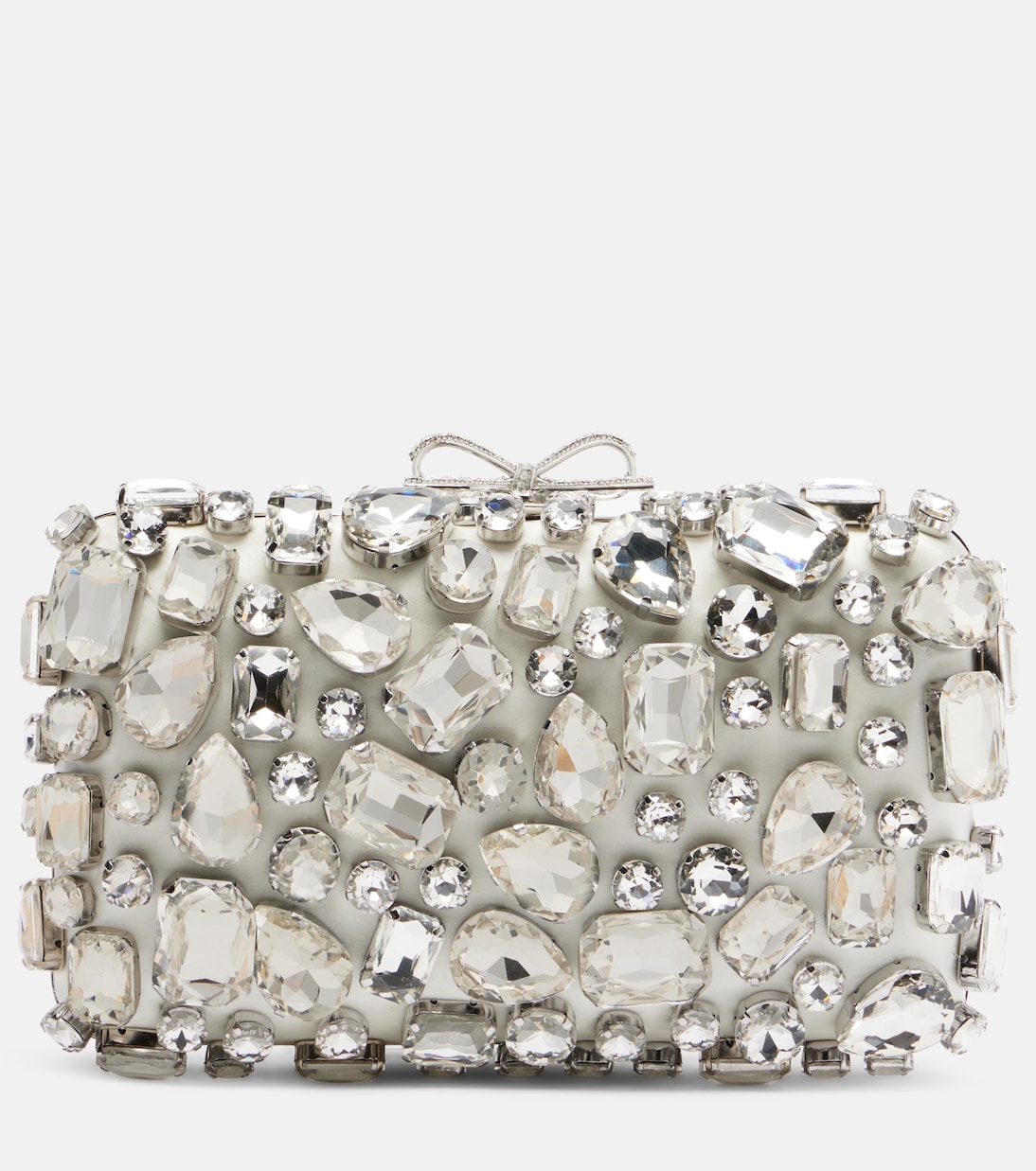 Crystal-embellished satin clutch | Self-Portrait