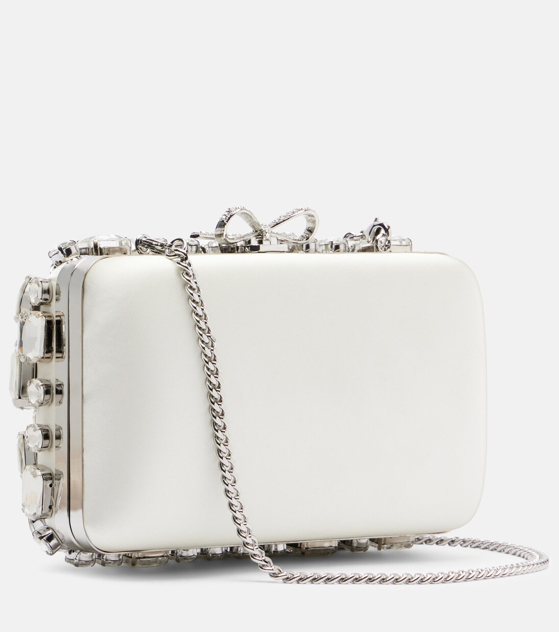 Crystal-embellished satin clutch | Self-Portrait