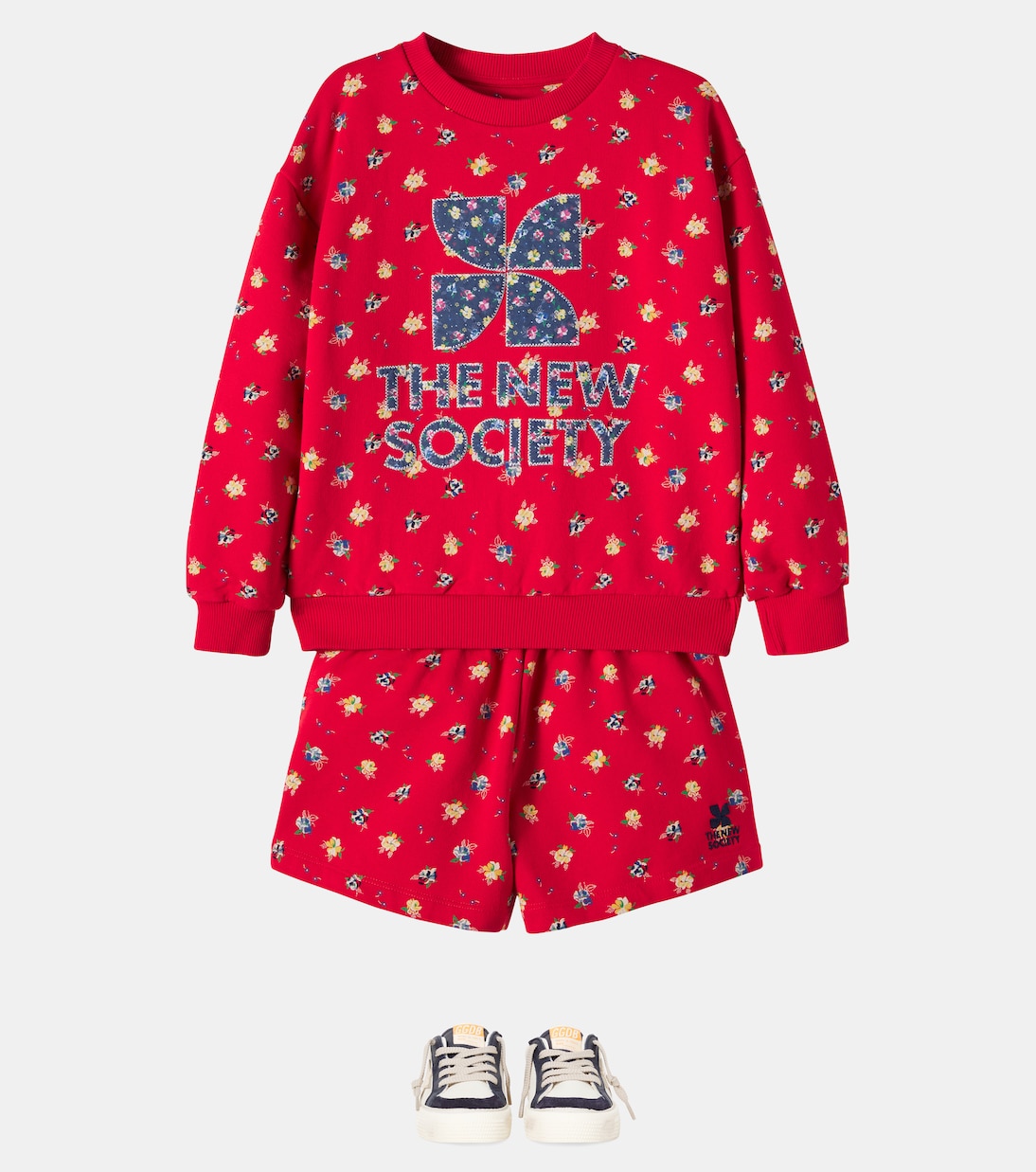 Amapola cotton sweatshirt and shorts set | The New Society