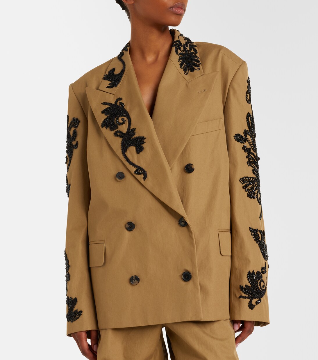Embellished cotton double-breasted blazer | Dries Van Noten