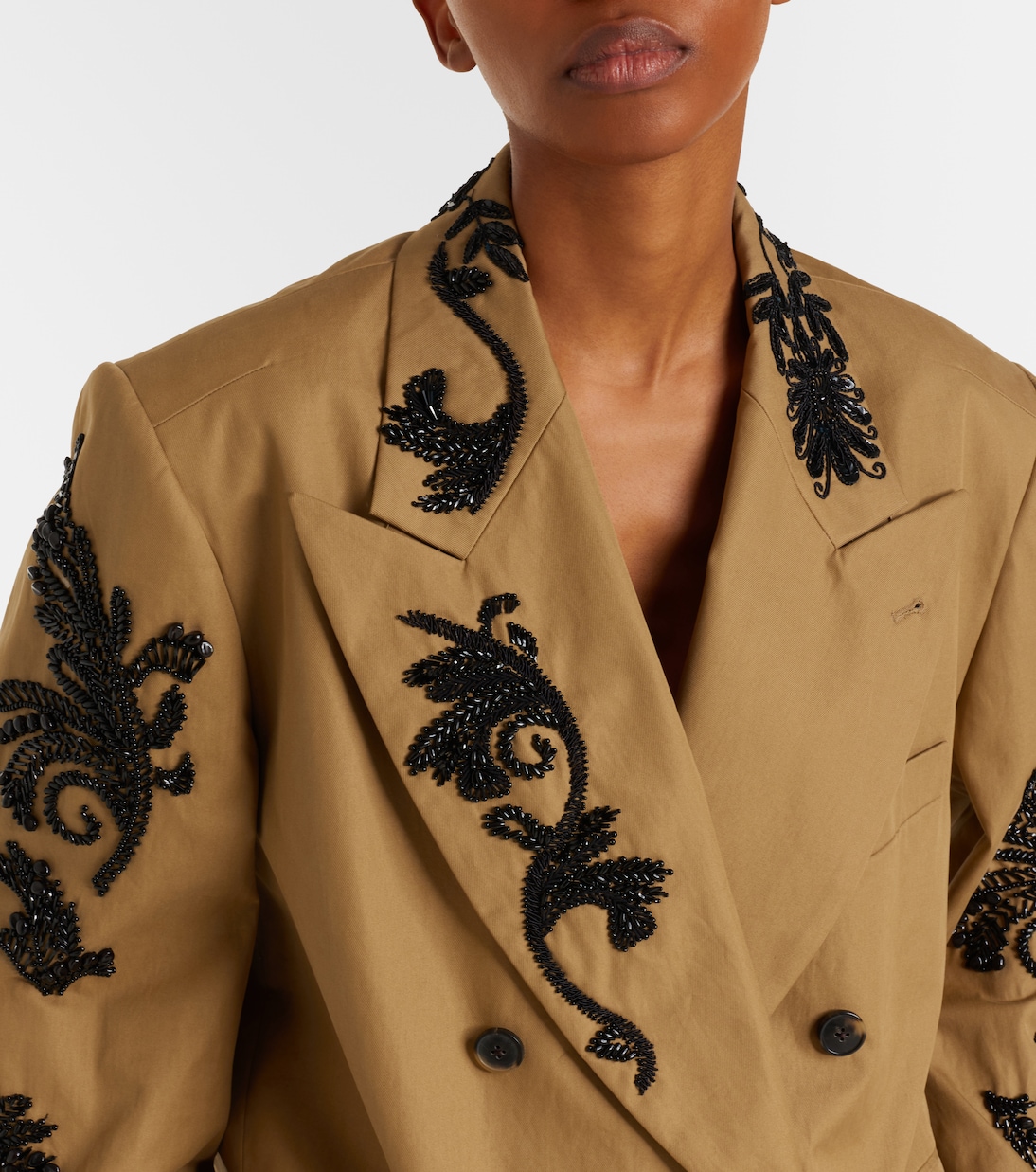 Embellished cotton double-breasted blazer | Dries Van Noten