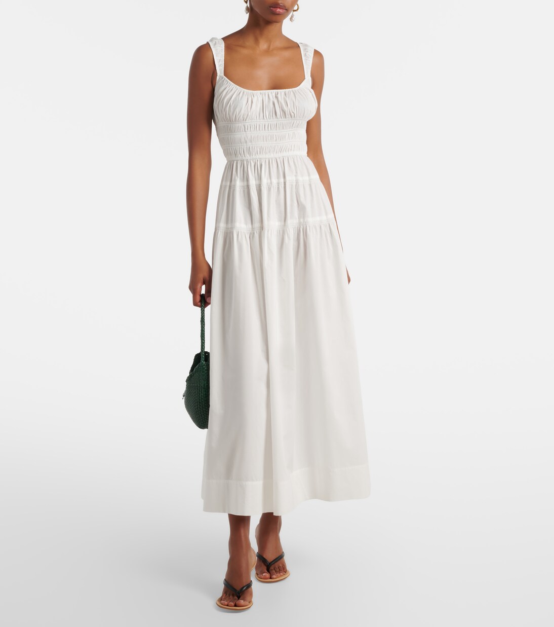 Clover shirred cotton poplin midi dress | Dôen