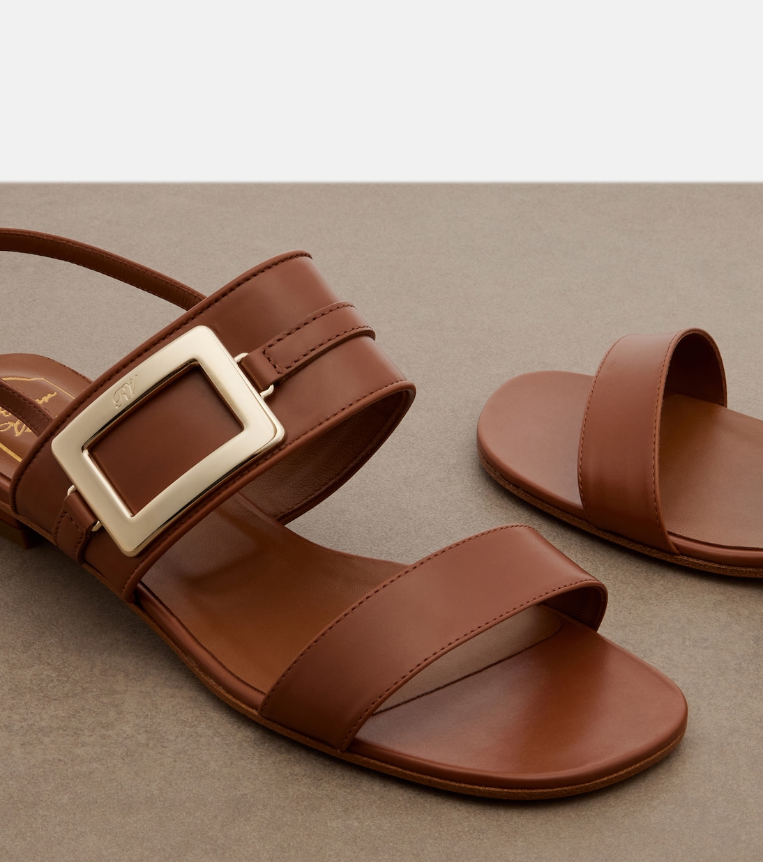 Metal Buckle leather slingback sandals | Roger Vivier