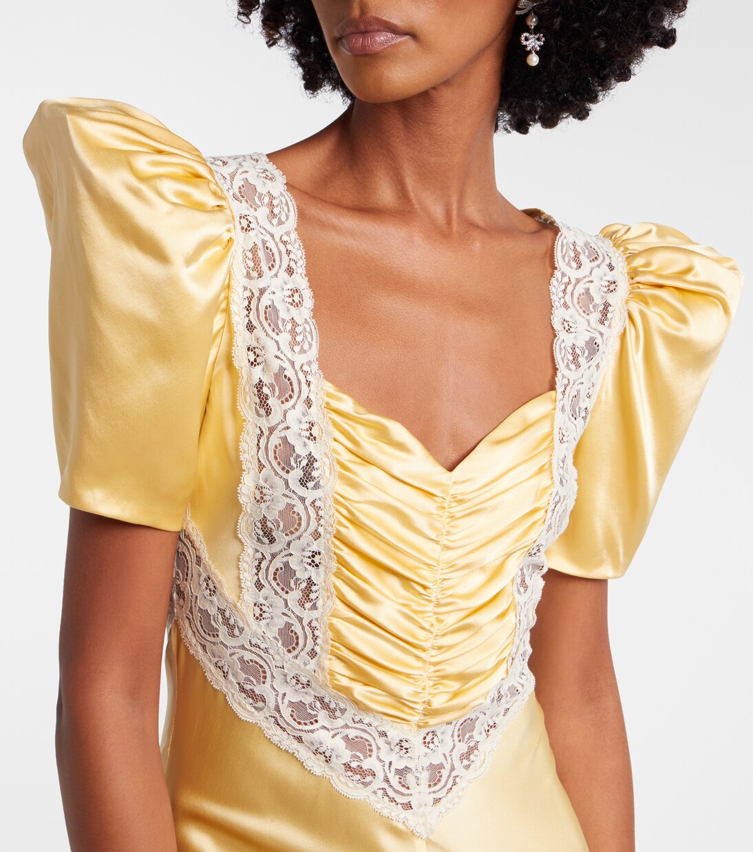 Robe longue en soie à finitions en dentelle | Rodarte