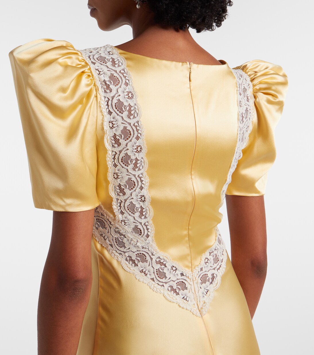 Robe longue en soie à finitions en dentelle | Rodarte