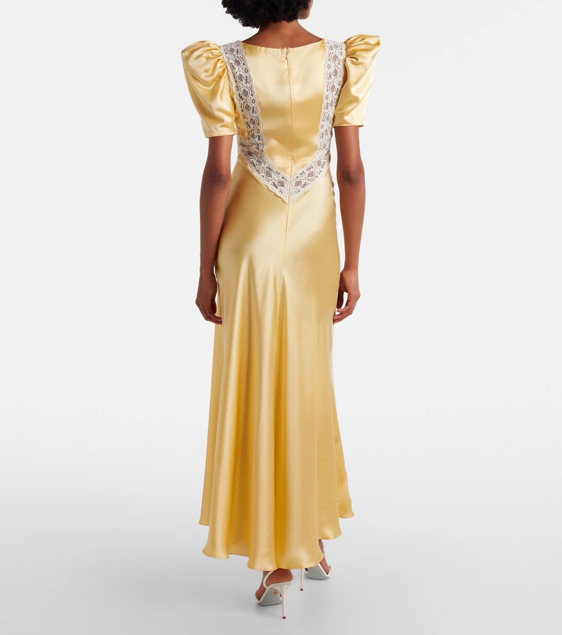 Robe longue en soie à finitions en dentelle | Rodarte