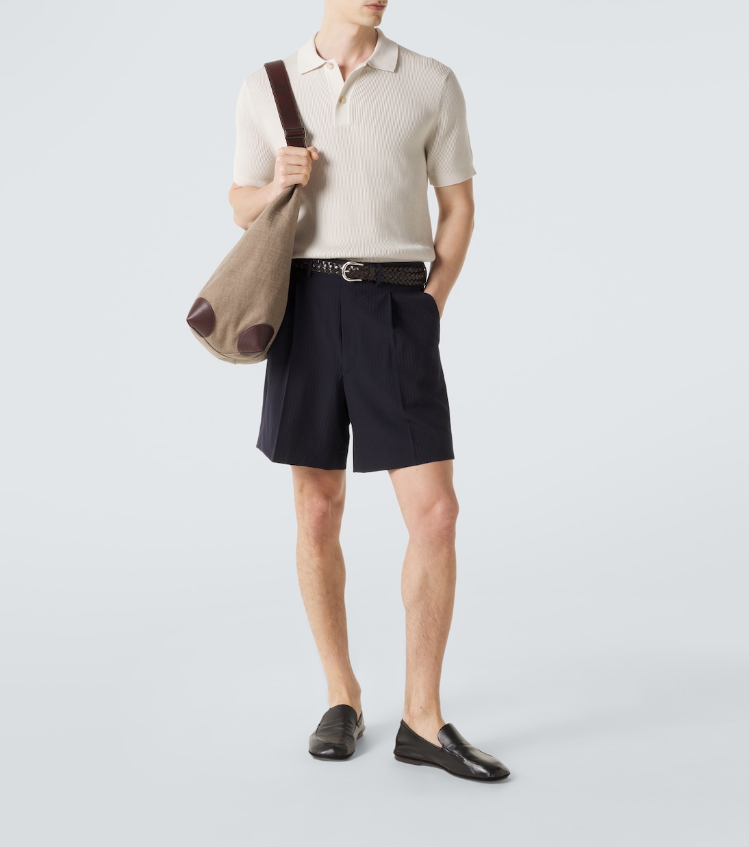 Ribbed-knit cotton polo shirt | Sunspel