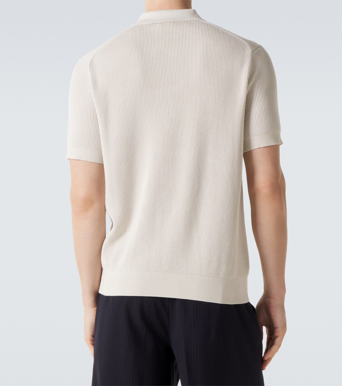 Ribbed-knit cotton polo shirt | Sunspel
